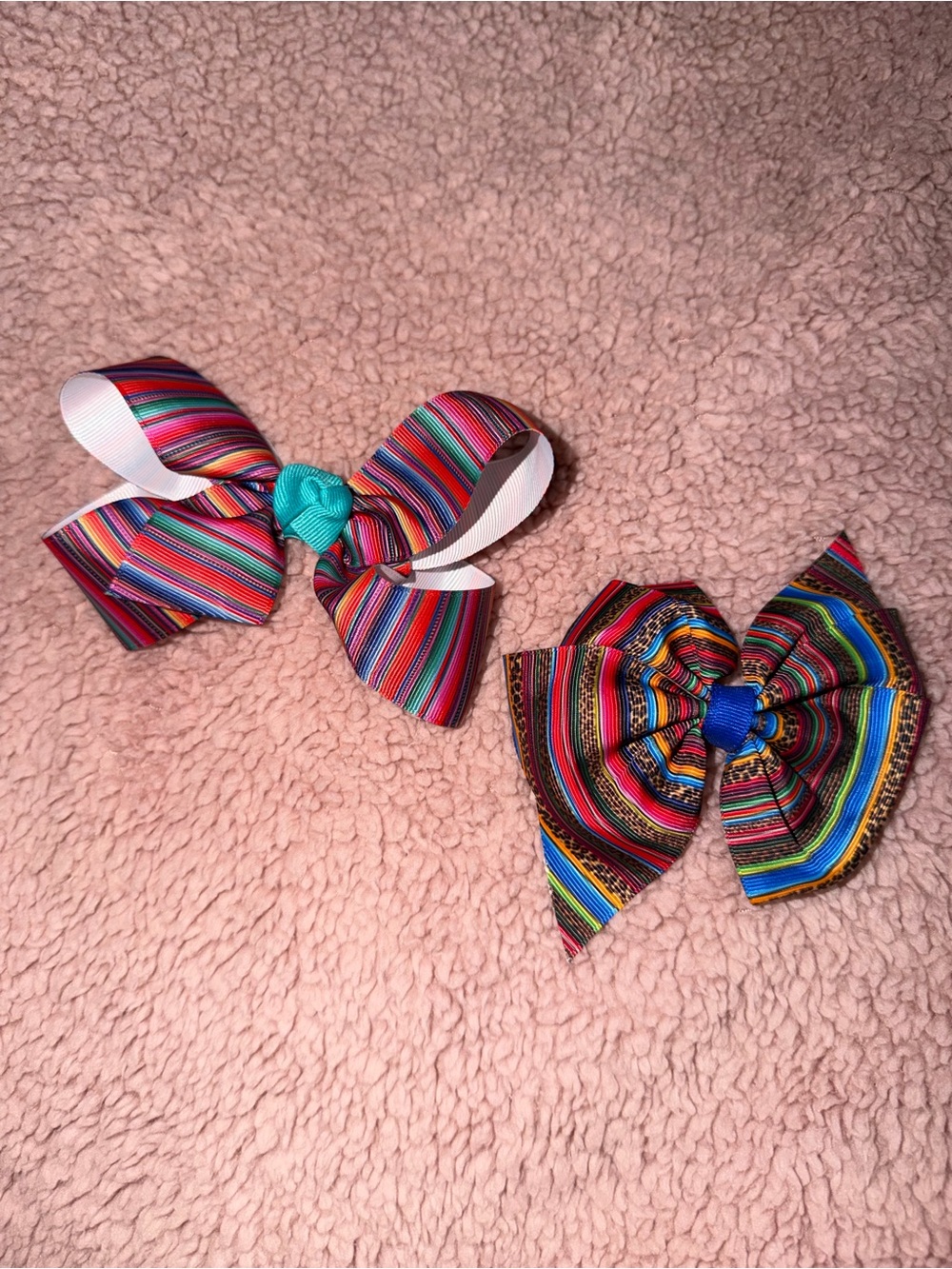 Kids Multicolor Striped Hair Bows - Pack of 2